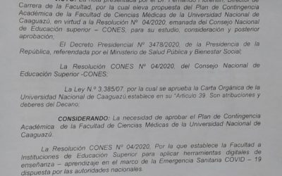 Plan de Contingencia Académica de la Facultad de Ciencias Medicas-UNCA.